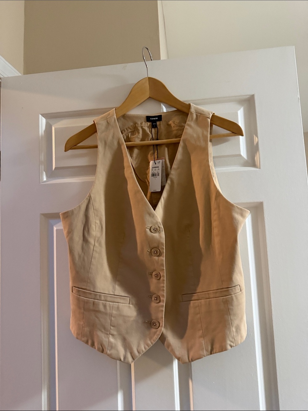 Express Tan Button-Front Waistcoat